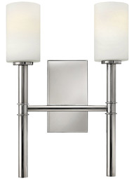 Margeaux Double Sconce With Etched Opal Glass Shades in Polished Nickel
